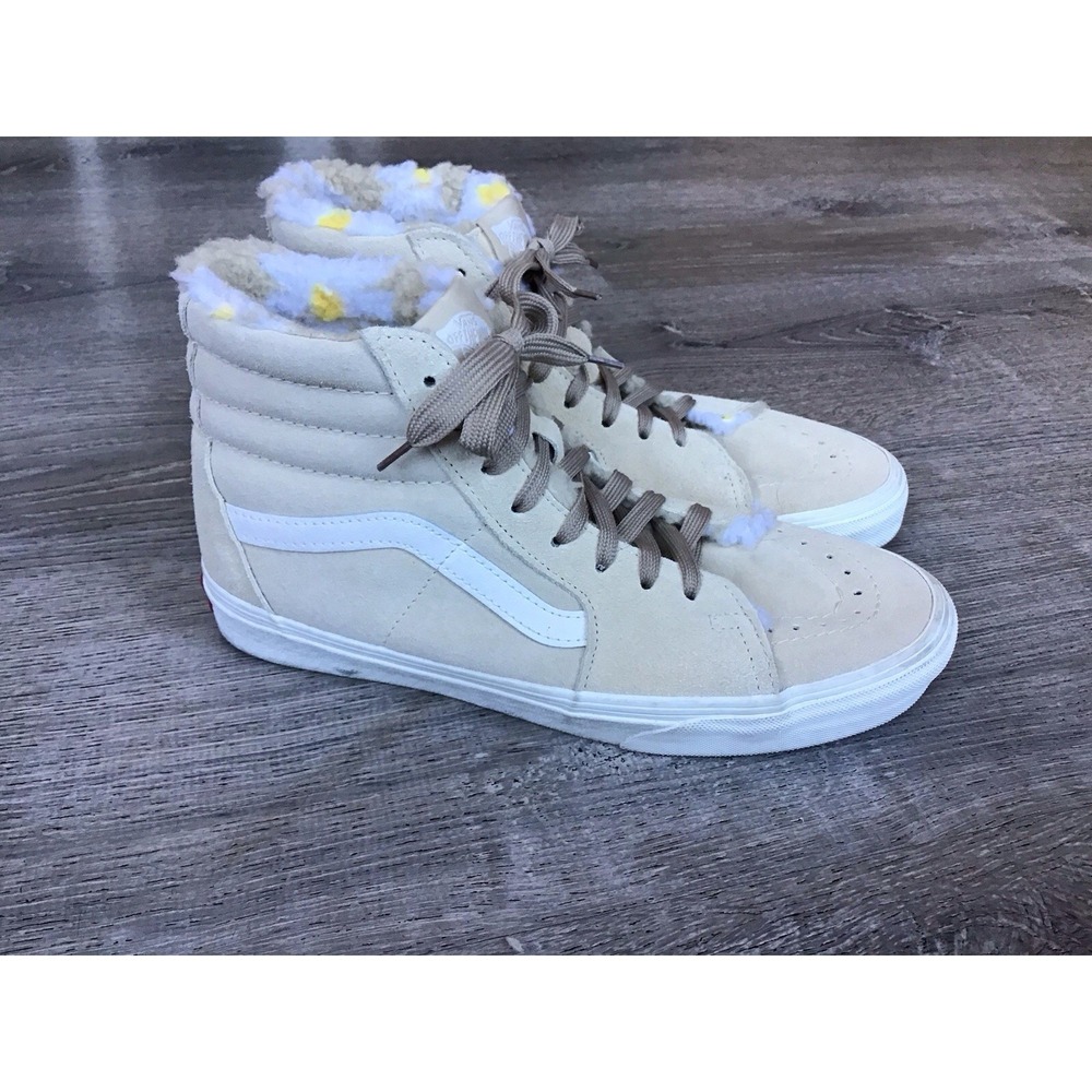 Vans Womens Size 9.5 Shoes Sherpa Sk8-Hi Cozy Hug Biscotti Yellow Skater Sneaker
